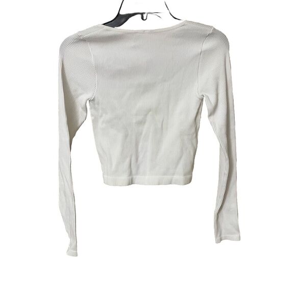 Women's Long Sleeves Crop Top Low Front Stretchy Size Small - Picture 2 of 5